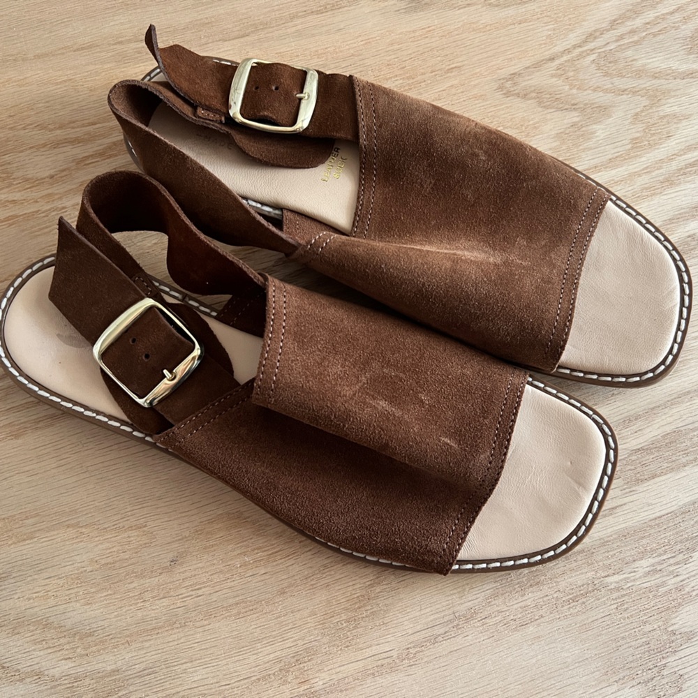 Avellini Brown Italian Leather Sandals, Women's 8.5